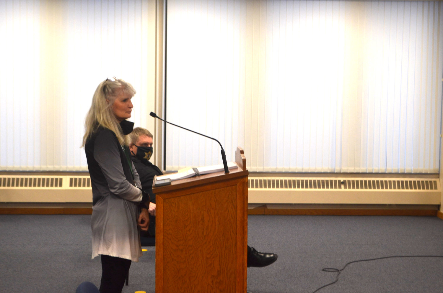 Treasurer Nancy Buck speaking before Sullivan County Legislators at a Tuesday, November 30 budget meeting.